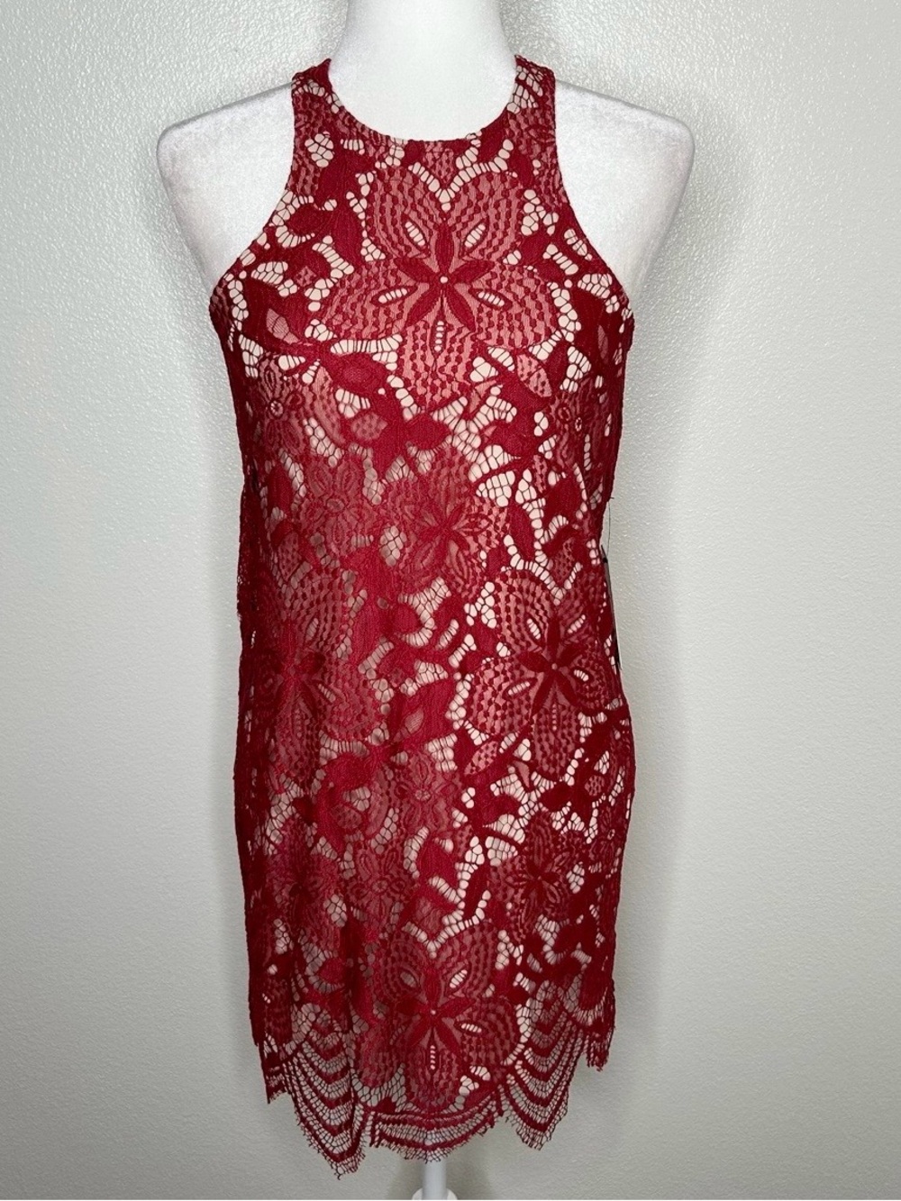 New Express Womens Red Lace Sleeveless Mini Cocktail Dress Size XS NWT